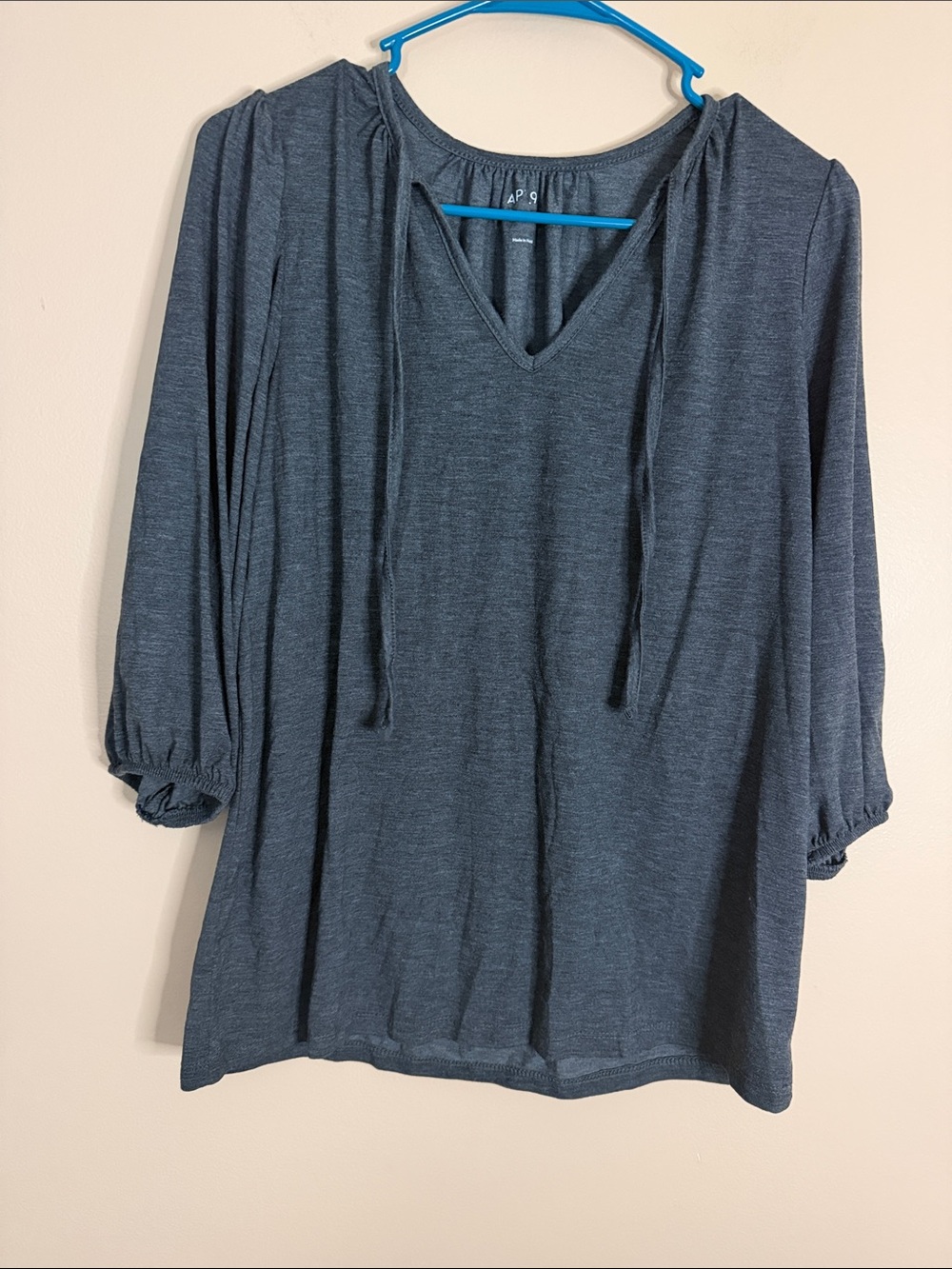 Apt. 9 Slate Blue Tie-Neck V-Neck Tunic